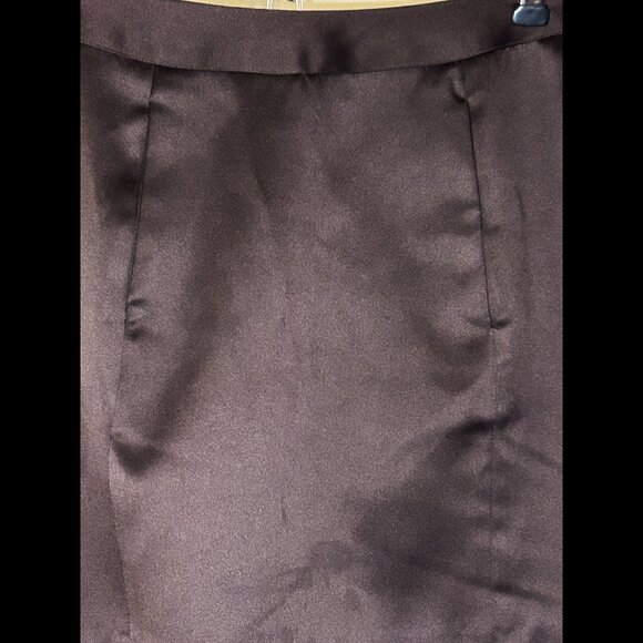 BCBGMAXAZRIA Chocolate Brown Satiny Mini Skirt Size 6 - Picture 3 of 7